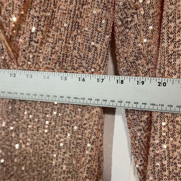 Baltic Born Zurich Sequin Maxi Dress Rose Gold 2X Long Sleeve Formal Gown Plus - Picture 6 of 8